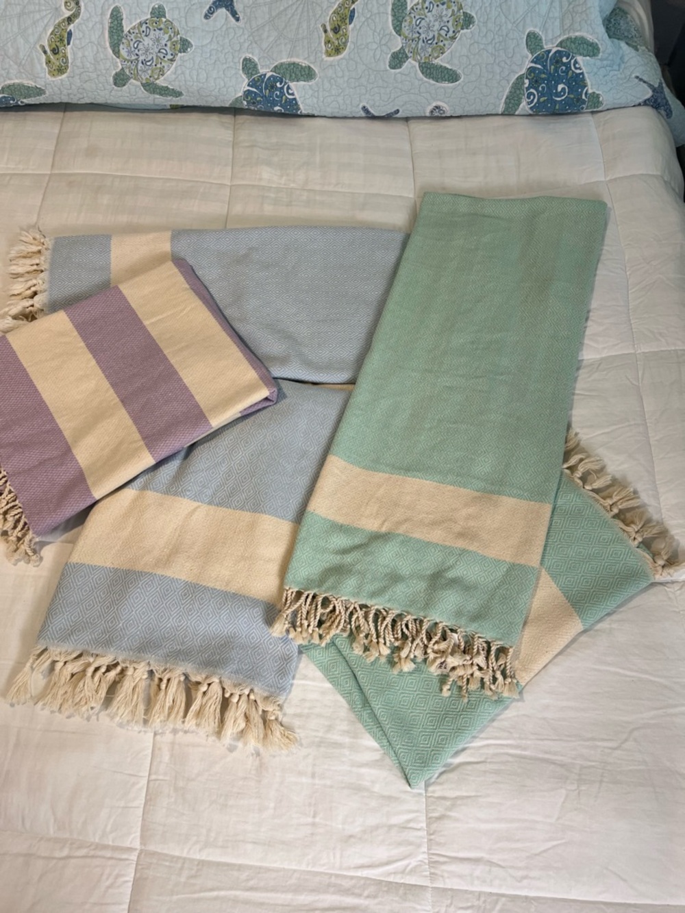 NWT! Angelfish Five Turkish Tasseled Throws, Beach Towels “Bundle”